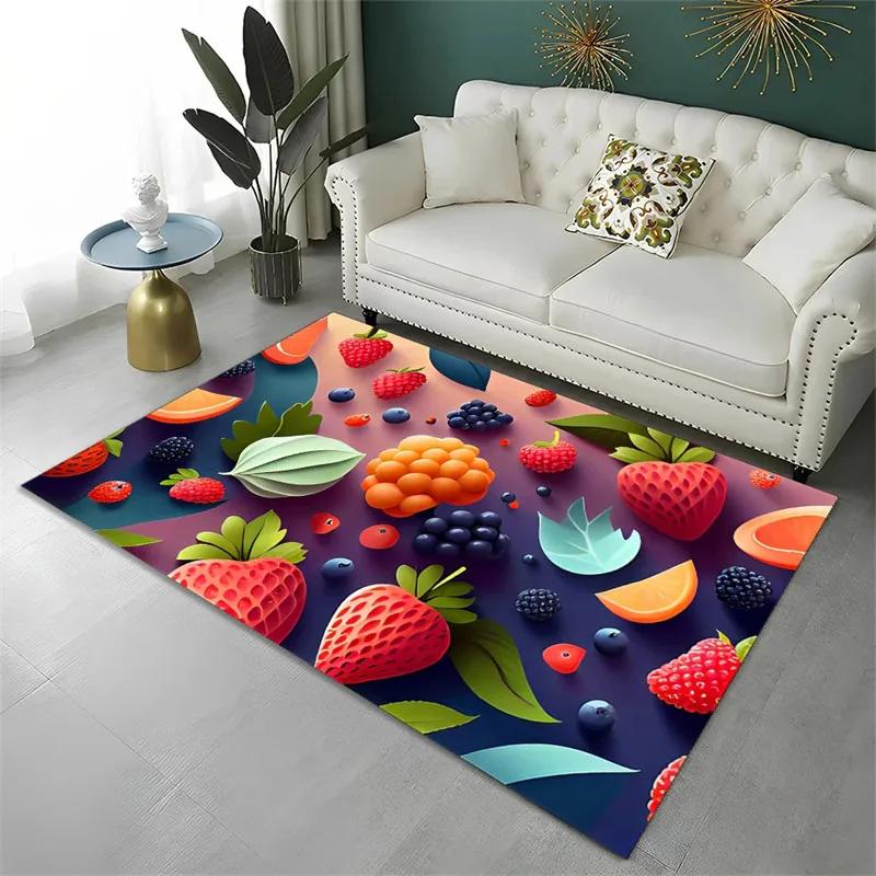Cute Fruit Carpet Cartoon Fruits Area Rug for Children Girl Bedroom Bathroom Decor Kitchen Doormat Non-slip Floor Mat Throw Rugs