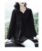 Women's Plus Size Chiffon Collared Long Sleeve T-Shirt for Spring/Autumn 2025 - Fashionable, Slimming, and Belly-Covering Top