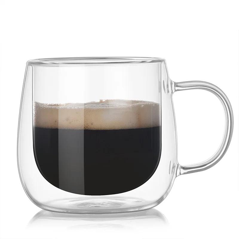 Heat-Resistant Double Wall Glass Cup Beer Coffee Cup Set Handmade Beer Tumbler Mug Tea Whiskey Mugs Transparent Drinkware