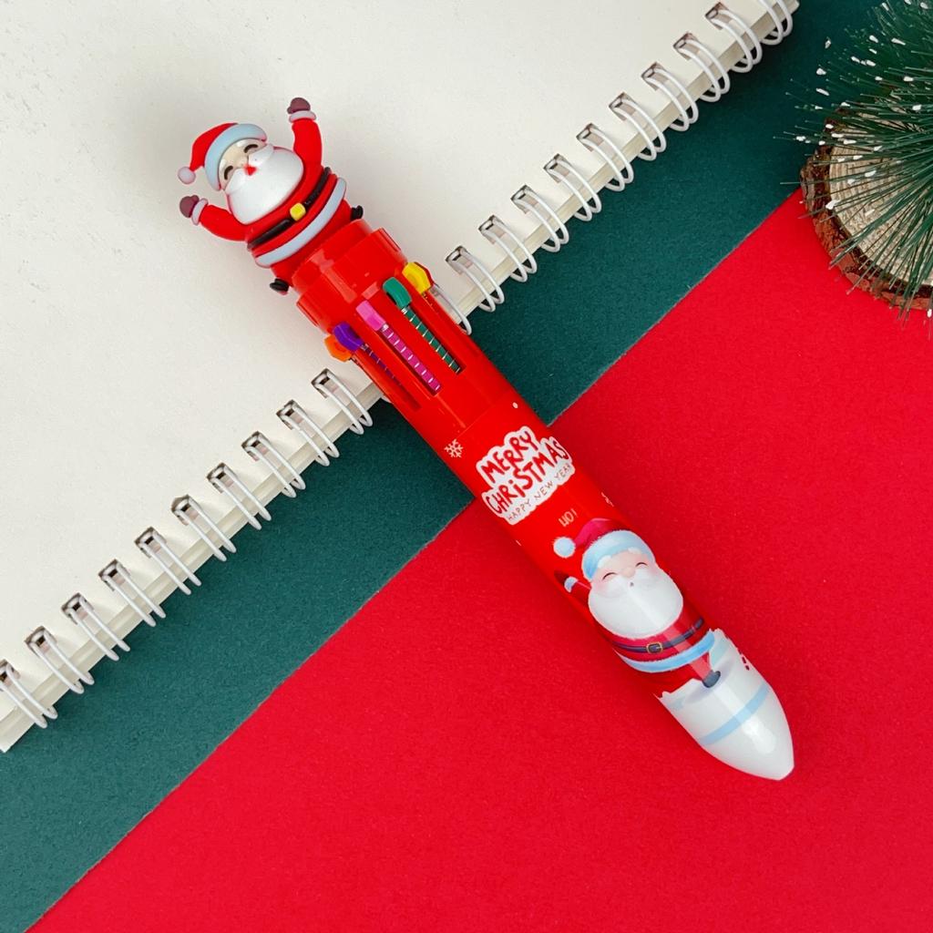 10 Pcs Christmas Cartoon Ten Color Pens for Children Birthday Christmas Carnival Party Gifts School Kindergarten Reward Pack