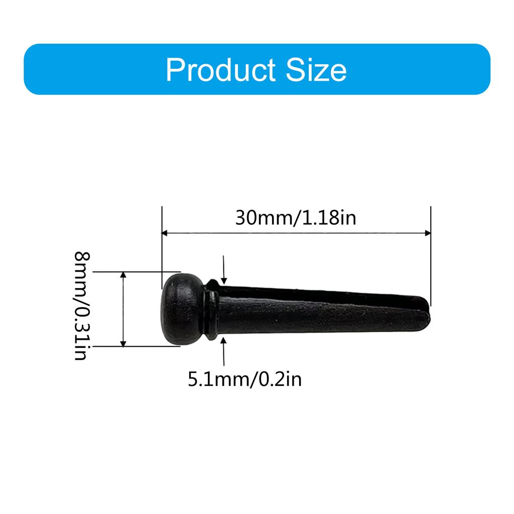 Ebony Guitar Bridge Pins with Bridge Pin Puller Set Bass Guitar Bridge Pegs Stringed Instruments String Nail Remover