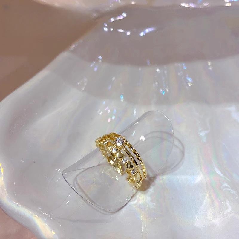 Ins Wind Zircon Plain Ring, Personalized Design, Light Luxury Open Ring, Jewelry Tide