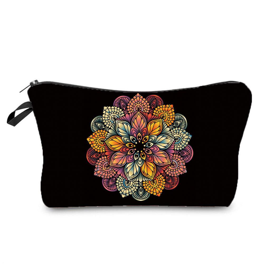 Women Datura Flower Print Cosmetic Bag Toiletries Organize Travel Storage Case 6671