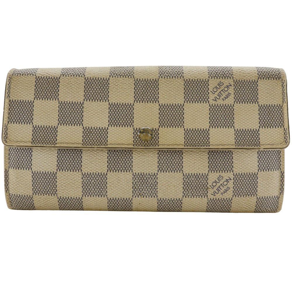 Louis Vuitton Portemonnaie Sarah N61735 Weißes Damier Azur Canvas Unisex Gebraucht