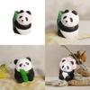 Wooden Panda Decor With Keychain Pendant For Home Gift And Collection
