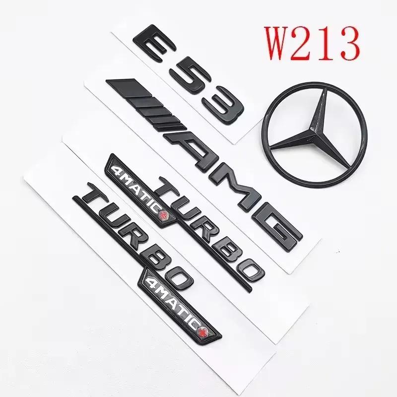 AABII1 3D ABS Black E53 Logo Letters TURBO Badge Car Rear Star Sticker Trunk AMG Emblem For Mercedes Benz AMG W212 W213 E Class