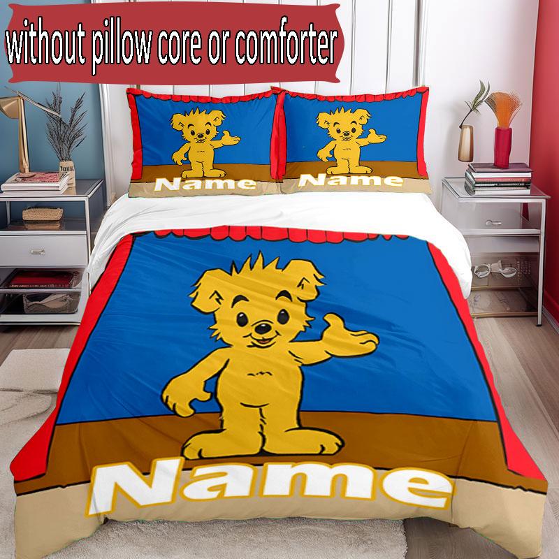 3pcs Duvet Cover Set (1*Duvet Cover + 2*Pillowcase, Without Core), Custom Name Bamse Pattern Bedding Set, Home Bedroom Decor Gift