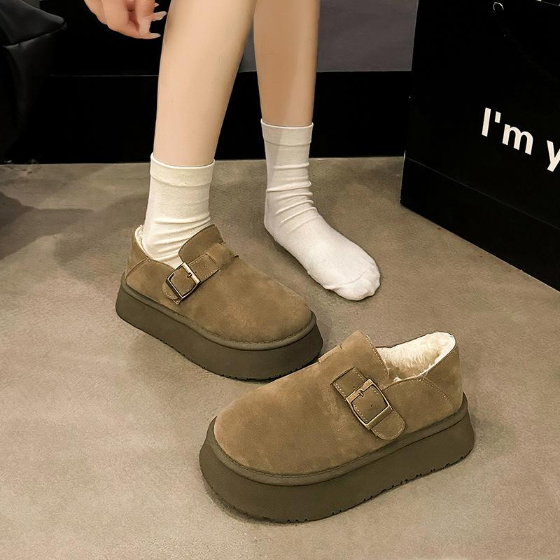 Short Top Cotton Shoes Thick Sole Thickened Velvet Snow Boots Women's Winter Warm Short Tube New Boken Doudou Shoes
