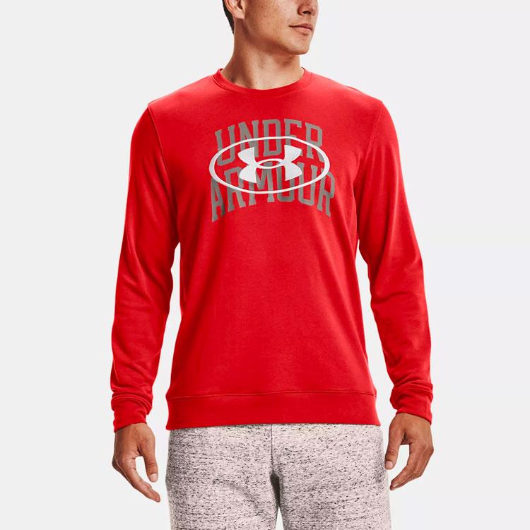 Under Armour Loose Fit Letter Pattern Crew Neck American Sweatshirt Men sweatshirt Red 1366410-839