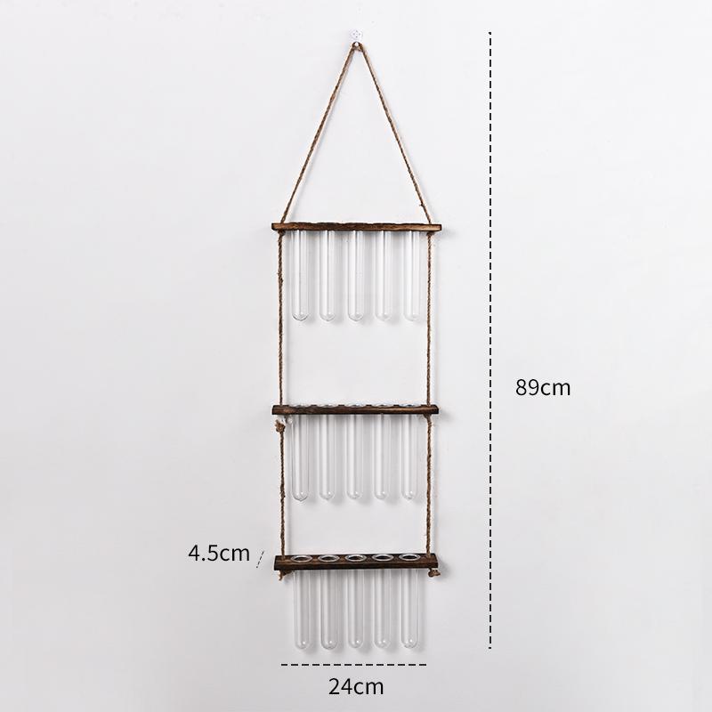 Ins Hydroponic Test Tube Vase Series Wall Mounted Wooden Frame Hydroponics Decorative Container Home Decoration Party Gift Vase