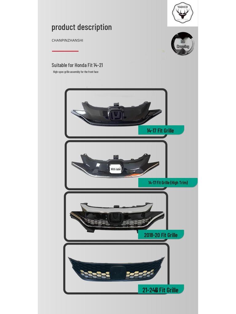 Compatible Grille Accessories for Honda Fit Models 2014-2024 (OE 71201-TZR-H01)