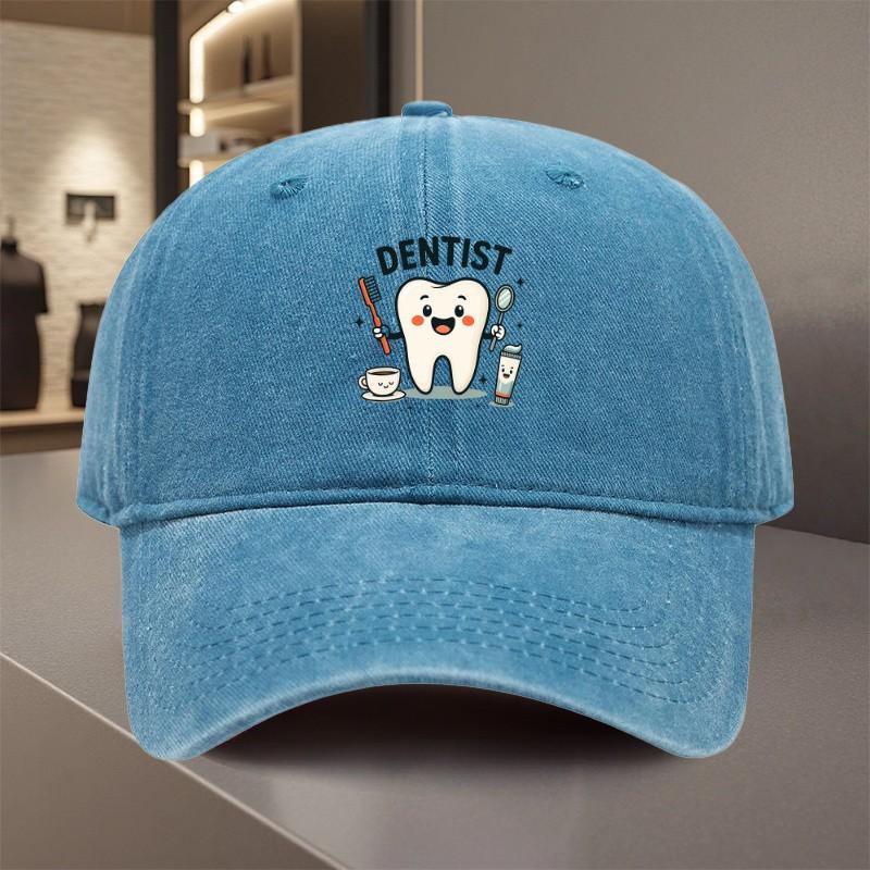 Dentist Cartoon Tooth Casual Baseball Cap Cotton Adjustable Outdoor Sports Hat Unisex