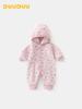 DUUDUU 2025 Baby Girl Fleece Hooded Romper - Super Cute Plush Newborn Jumpsuit