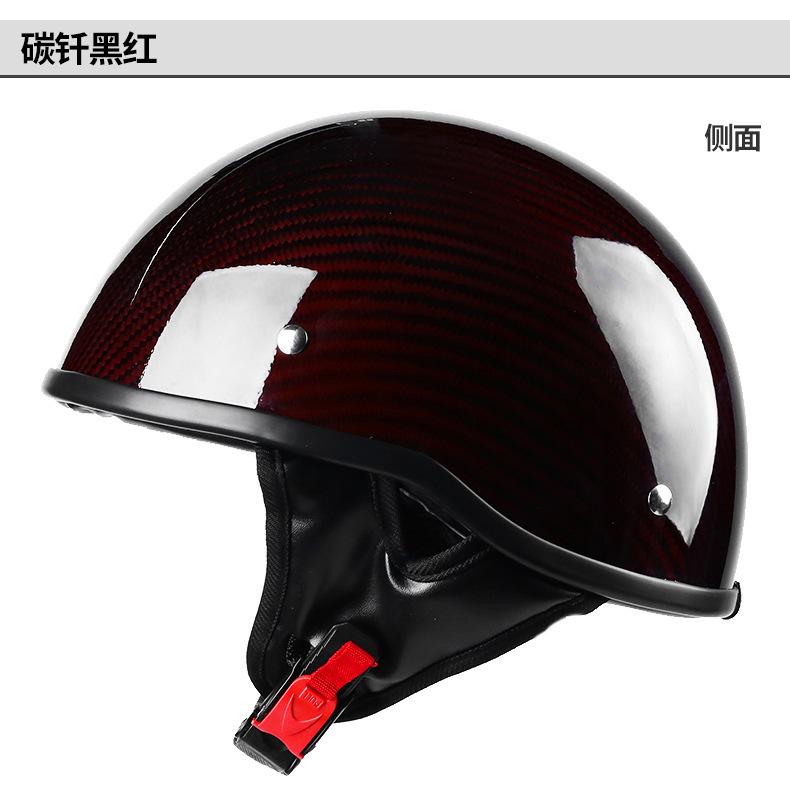 

Ретро полушлем из углеродного волокна для мужчин, мотоциклетный шлем, шлем для электрического скутера, женский шлем Harley Crown Prince XL красный