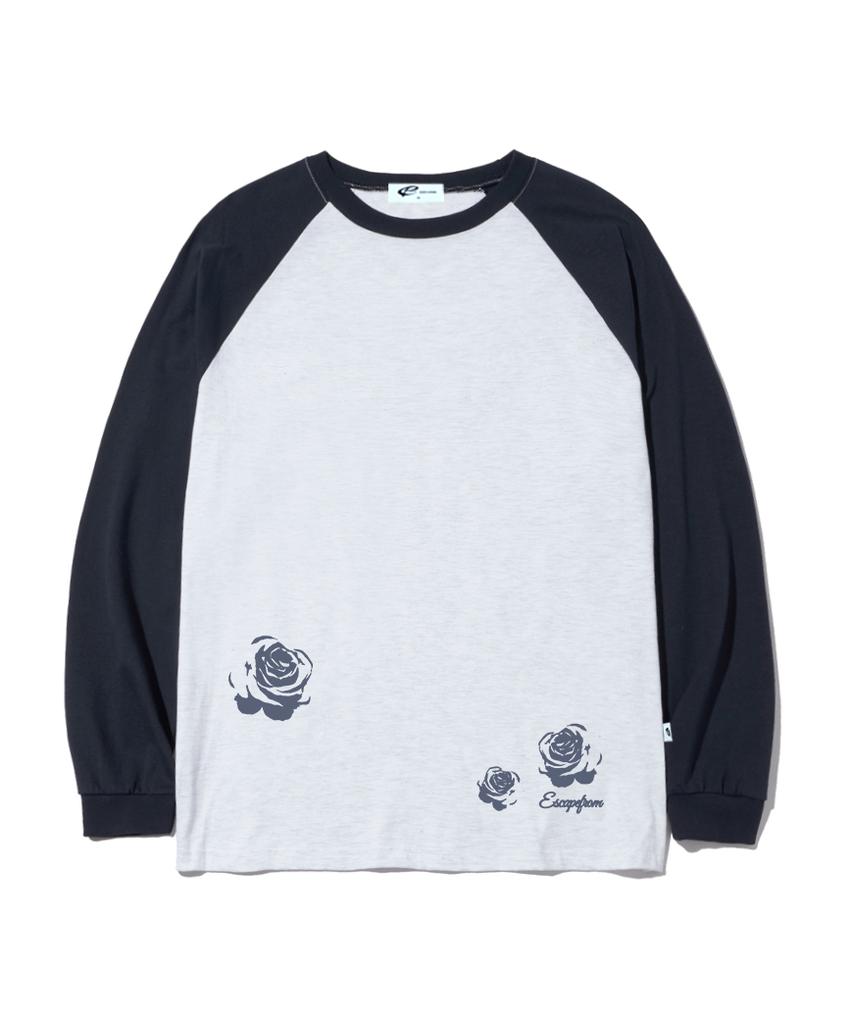 ESCAPEFROM Rose Stamp Print Long Sleeve Navy