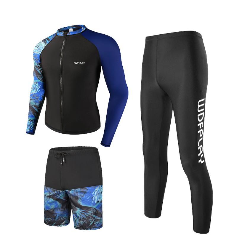 Set Rash Guard Uomo Protezione UV Asciugatura Rapida Costumi da Bagno Snorkeling Surf Sport Acquatici