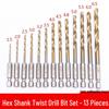 13-Piece High-Speed Steel Hex Shank Twist Drill Bit Set for Electric and Pneumatic Screwdrivers