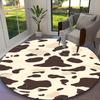 [1pc Vintage Cow Print Office Carpet] Easy Maintenance Chair Rug for Conference Room Use, Durable Round Sofa Floor Mat