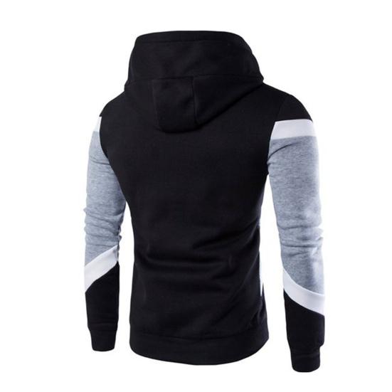 Men Hoodie Contrast Color Drawstring Autumn Winter Loose Patchwork Sweatshirt Male Clothes