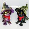 Gato Articulado Impresso em 3D Chapéu de Mago Gato Ornamento Usando Cachecol Vermelho Gato de Olhos Grandes Brinquedo Fidget com Juntas Flexíveis para Alívio de Estresse Decoração de Mesa