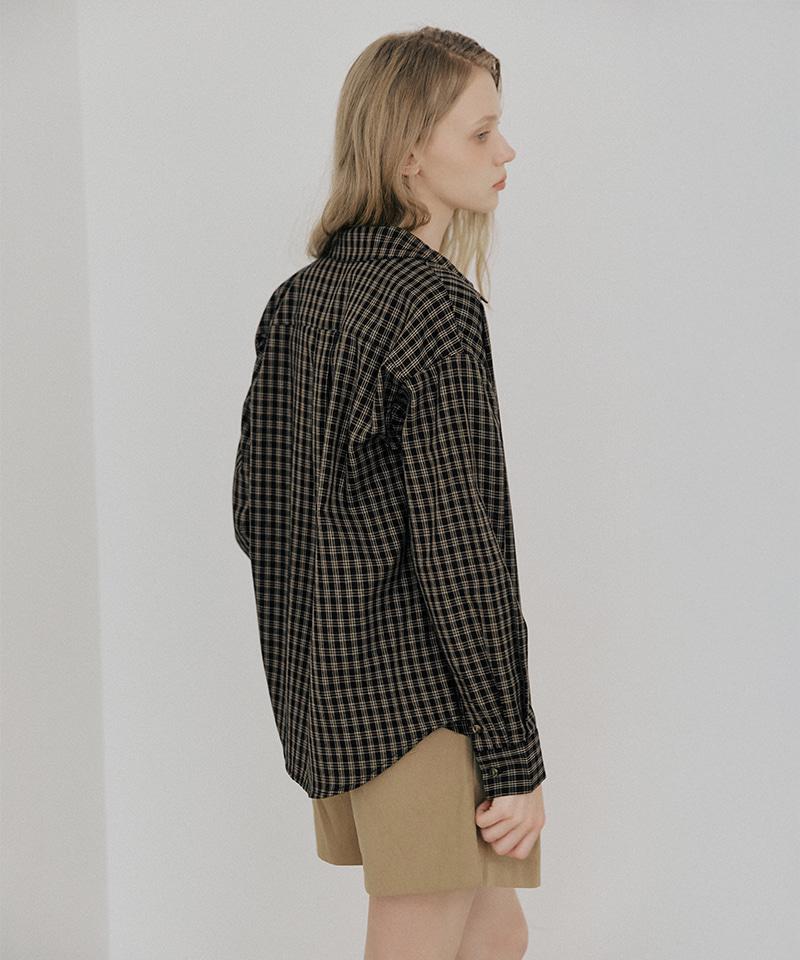 LEFTSEOUL Cotton Gingham Check Shirt [Black]