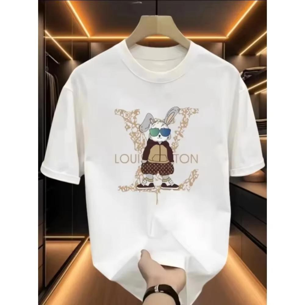 2026 New Trendy Brand Heavy Cotton Shortsleeved Tshirt Unisex Summer Printing Casual Round Neck Highend Top Handsome
