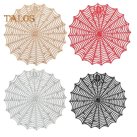 Halloween Table Place Mat Creative Plastic Spider Web Place Mat Waterproof Oil Proof Heat Insulation Bowl Mat Reusable Anti Scald Pad Kitchen Supplies