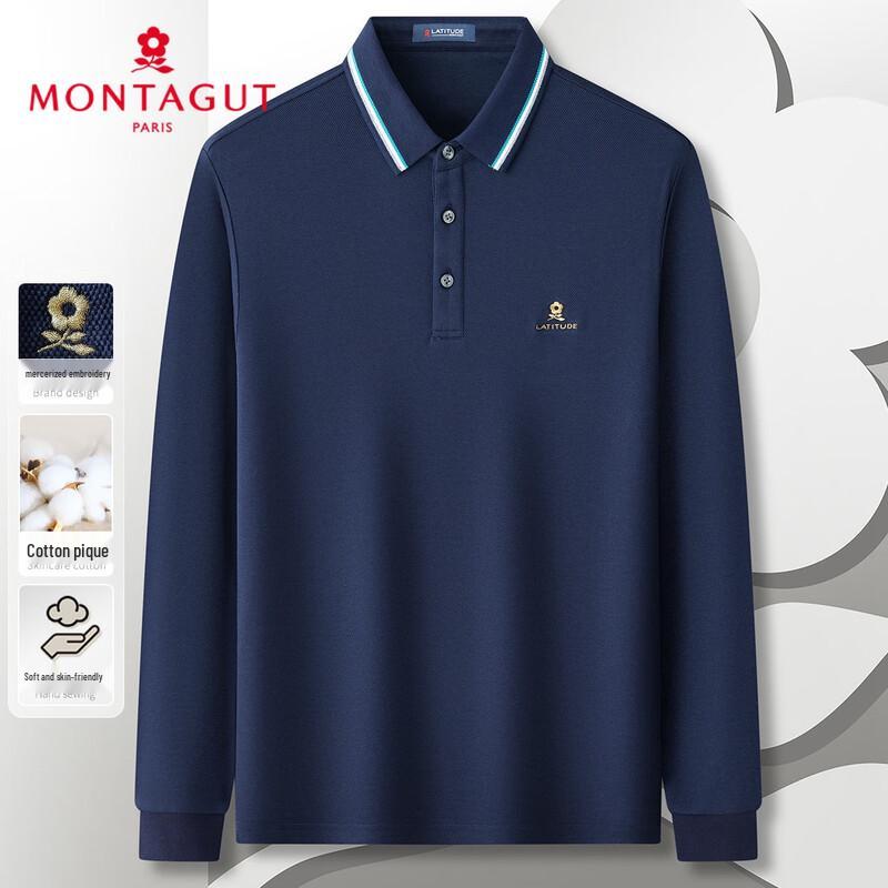 Montagut Men's Long-Sleeve Lapel Polo Shirt