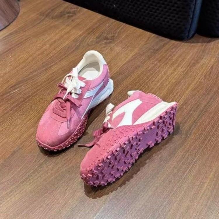 

Платформенные немецкие тренировочные туфли модная пара шнурков повседневная обувь весна и осень 2025 маленький нишевый малиново-розовый обувь Форреста Гампа женская 40 розовый