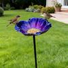Bird Bath Weather Resistant Reflective Petals Design Bee Watering 25.5inch Height Garden Bird Bath for Window Deck Patio