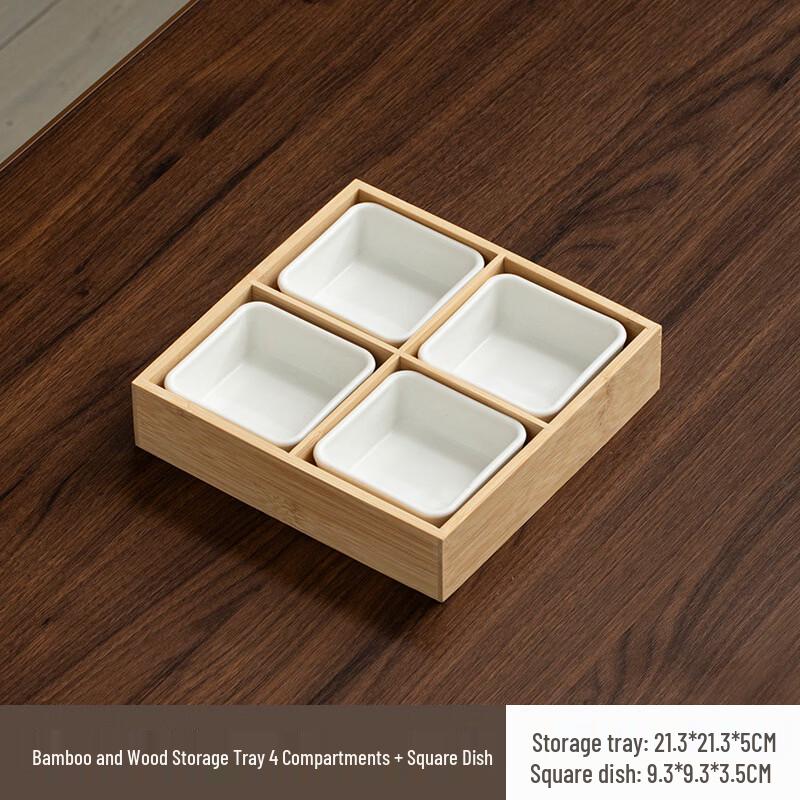 Changbaosen Square Wood Divided Serving Tray