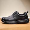 Men's Large Size Casual Black Leather Shoes - Lace-up & Slip-on Options, Trendy PU Work Shoes.