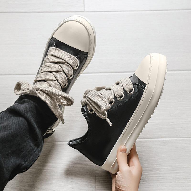 New Niche High Street Flat for Men's Shoes Gear Sole Casual Leather Shoes RO Fat Bun Shoes Men X