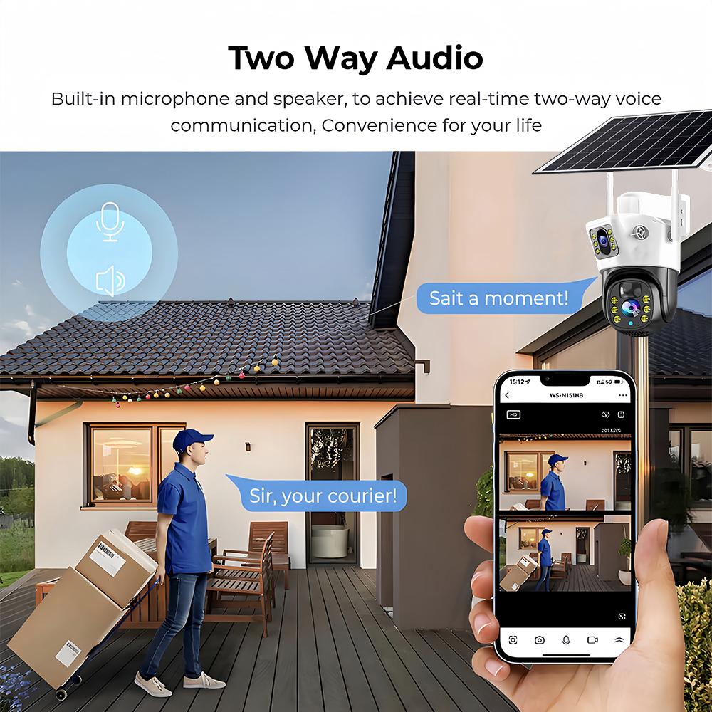 4K 8MP 4G SIM Card Built-in Battery Solar Outdoor CCTV Surveillance PTZ Waterproof Humanoid PIR Auto-tracking Camera