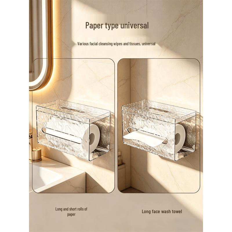 GOWKE Glacier Pattern Wall-Mounted Bathroom Storage Box for Tissues & Face Towels
