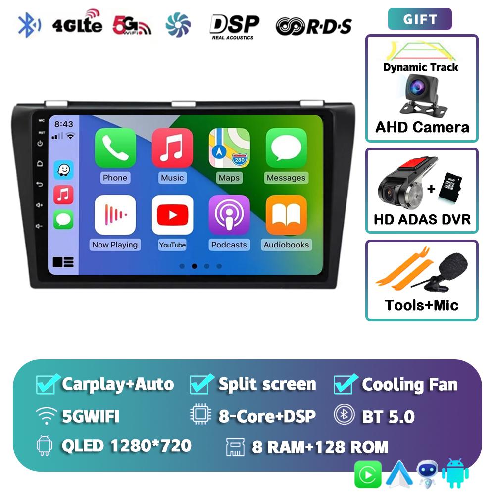 Android 14 Carplay Auto Car Radio For Mazda 3 2004-2009 Multimedia Video Player Navigation Speakers Head Unit Stereo 2 Din Audio