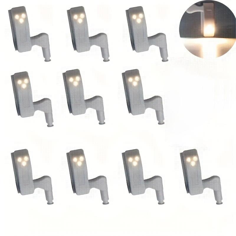 10pcs Auto-On LED Hinge Light Semi-Recessed Battery-Operated Under-Cabinet Lighting for Home Office Wardrobe Kitchen Closet Lamp