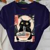 Women Summer T Shirt Kitty Retro Fashion Short Sleeve Tees Casual   Printed  Tops