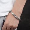 Pure S925 Sterling Silver Jewelry Skull Hand Woven Domineering Man 'S Bracelet Real Silver Vintage Trendy Punk Fine Jewelry Gift
