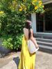 Seaside Resort Yellow Backless Spaghetti Strap A-line Summer Dress for Women