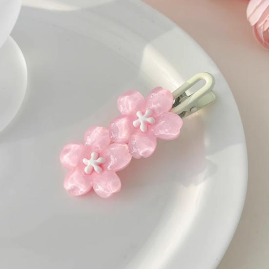 4 Stuks Meisjes Haarspeld Macaron Kleur Kersenbloesem Haarclips Parelmoer Textuur Stabiele Golvende Pony Haarspelden Haaraccessoires