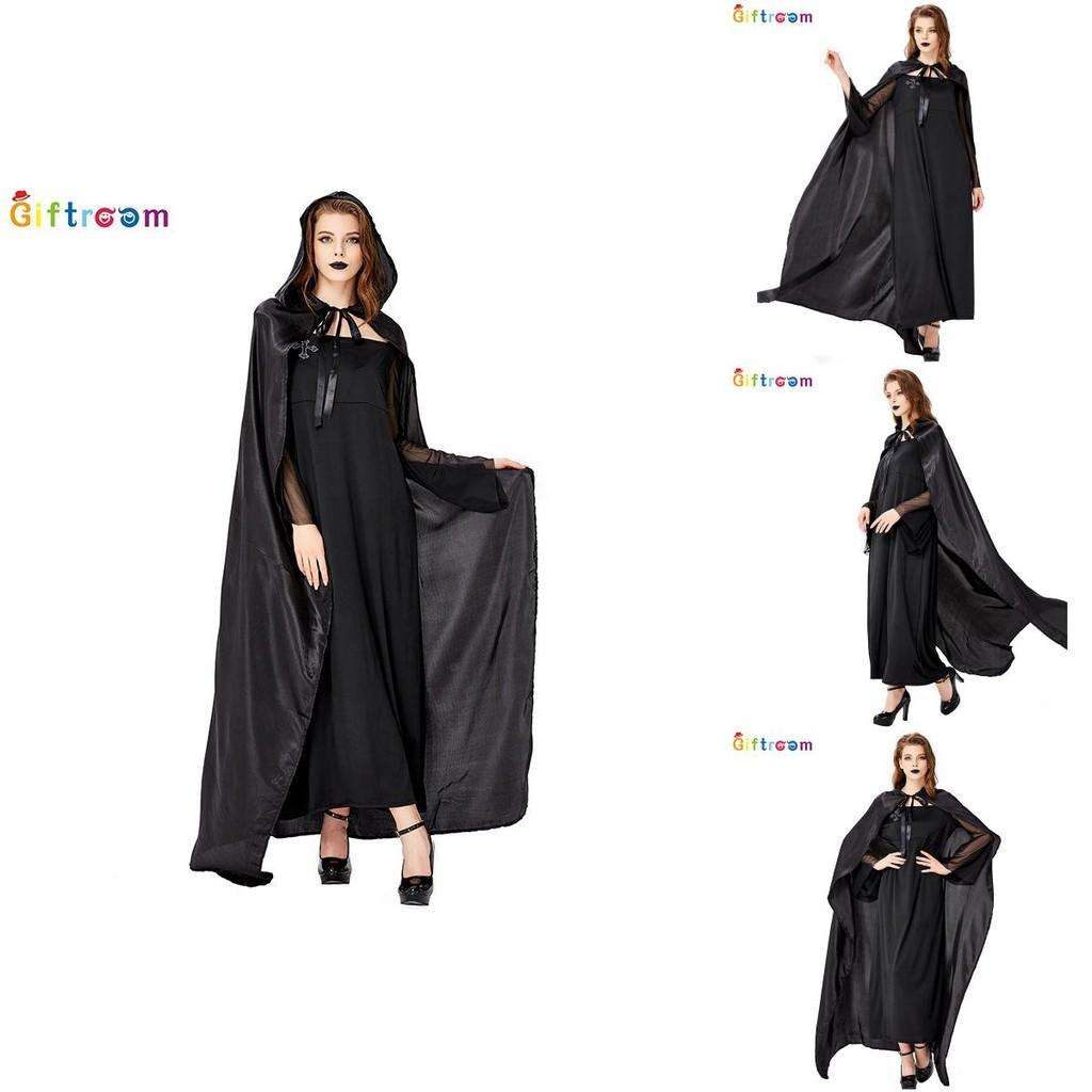 Dark Enchanted Witch Costume Dress With Elegant Cloak For Adult Women Parties
