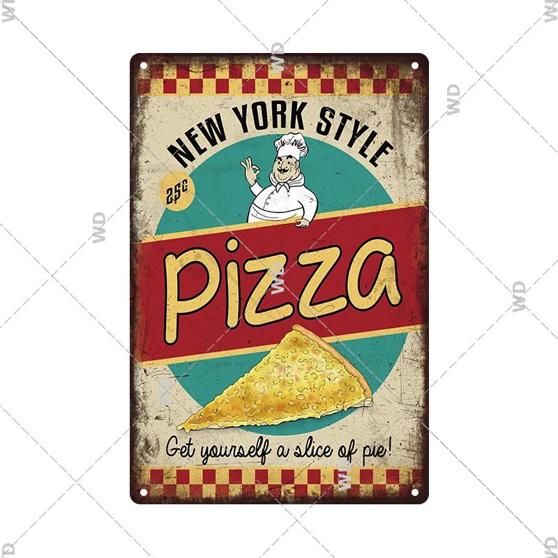 Panneau en étain pour hamburgers, frites, HotDogs, FastFood, Plaque métallique rétro Vintage, affiche en métal, Pizza BBQ pour décoration murale de cuisine