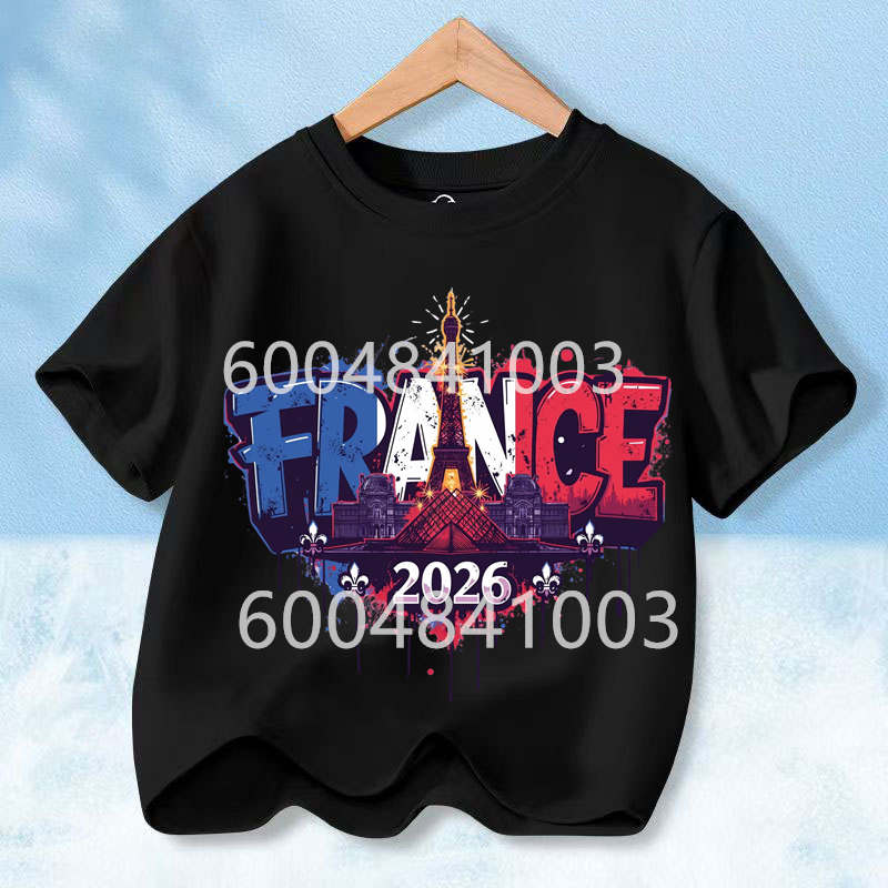 France Flag Retro Style Graphic Children Shirt Kid Boys Girls Summer Cotton Short Sleeve Little Soccer Fan Casual Daily Wear