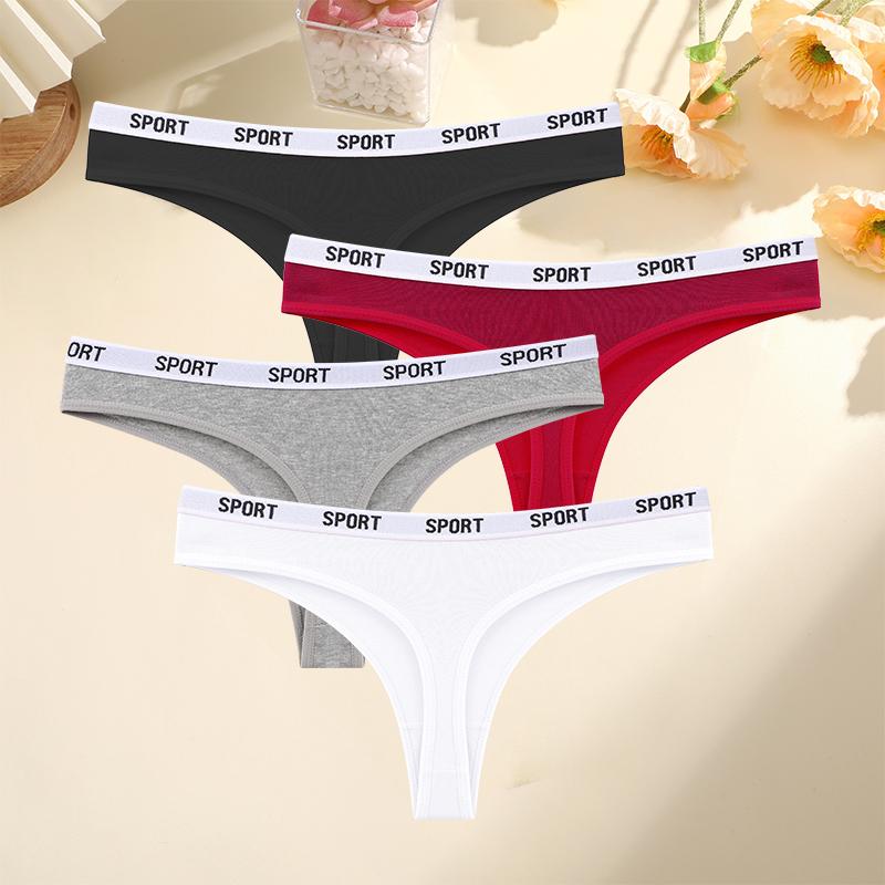 

FINETOO 4 шт./компл. женские сексуальные хлопковые стринги для женщин спортивный бренд стринги нижнее белье женские мягкие хлопковые стринги танга женские стринги танга S&Set