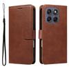 Wallet Case for Moto G67 5G - Leather/PU, Brown, With Lanyard
