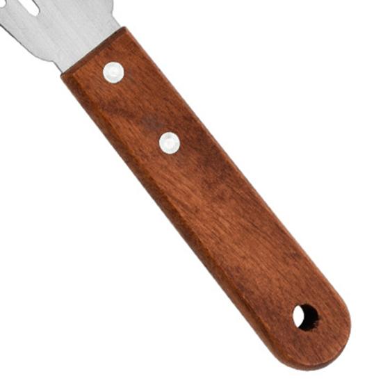 Fish Turner Not Sticky Wooden Handle Heat Resistant Stainless Steel Lightweight Cooking Shovel for Home