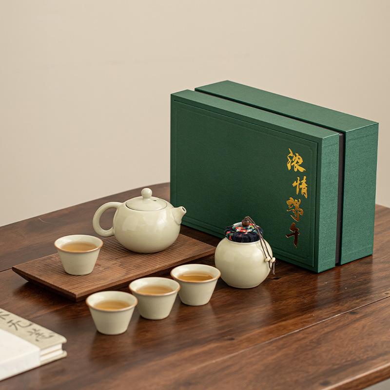 Dragon Boat Festival tea set gift set ceramic business practical gift to customers with gifts tea gift Dragon Boat Festival gift box