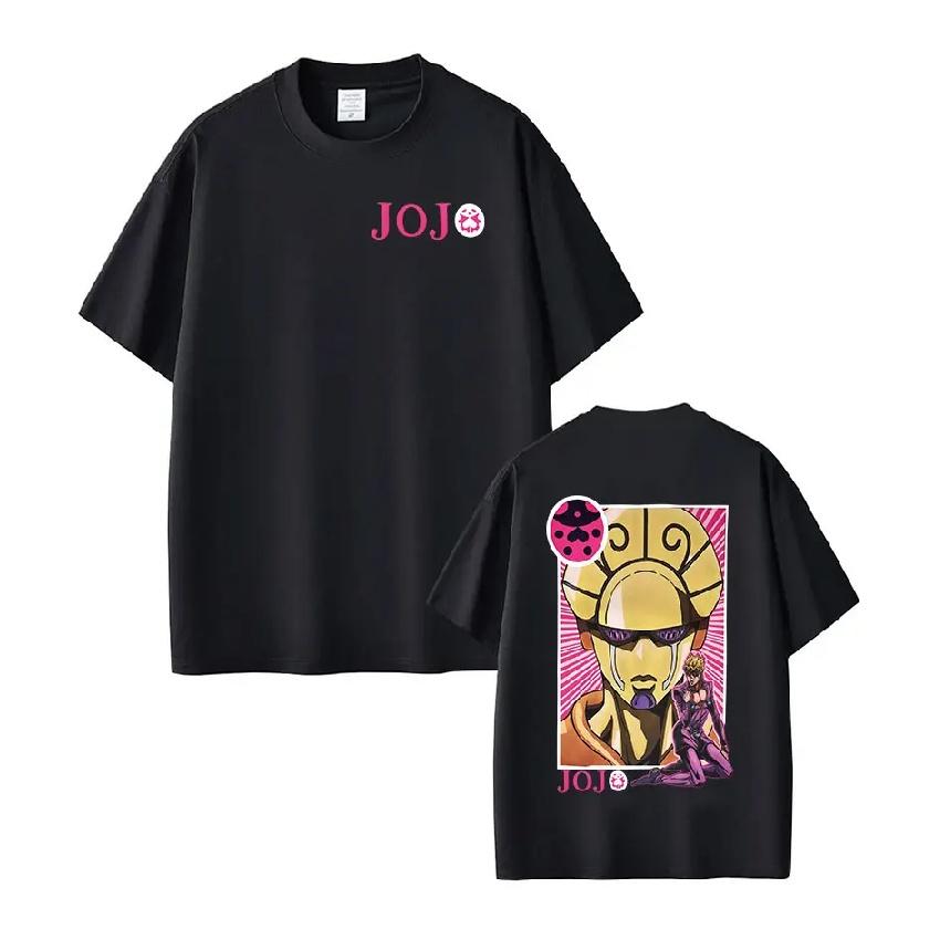 

Anime JoJo Bizarre Adventure Giorno Giovanna T Shirts Men s Cotton Shirt Fashion Hip Hop Summer Short Sleeve T-shirts Streetwear S чёрный