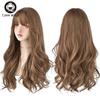 7JHH WIGS Popular Brown Ash Long Deep Wave Hair Lolita Wigs With Bangs Synthetic Wig For Women Fashion Thick Curls Wigs Girl